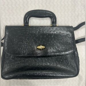 Giani Bernini Ostritch Leather Satchel with Gold Accent